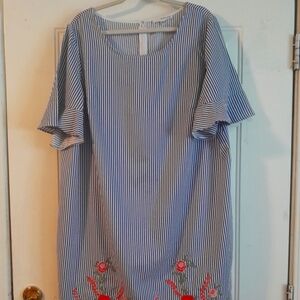 Studio One 18W Seersucker blue dress.